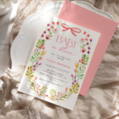 Baby in Bloom Pink Bow Floral Garden Baby Shower Kaart