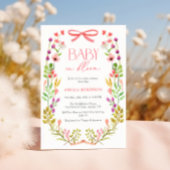 Baby in Bloom Pink Bow Floral Garden Baby Shower Kaart