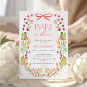 Baby in Bloom Pink Bow Floral Garden Baby Shower Kaart