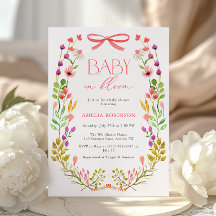 Baby in Bloom Pink Bow Floral Garden Baby Shower