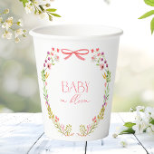 Baby in Bloom Pink Bow Floral Garden Baby Shower Papieren Bekers