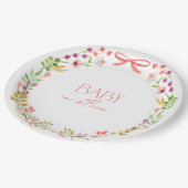 Baby in Bloom Pink Bow Floral Garden Baby Shower Papieren Bordje (Gekanteld)