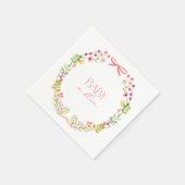 Baby in Bloom Pink Bow Floral Garden Baby Shower Servet (Hoek)