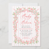 Baby in Bloom Pink Bow Floral Roses Baby Shower Kaart (Voorkant)