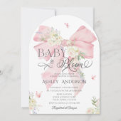 Baby in Bloom Pink Bow Girl Baby shower Kaart (Voorkant)