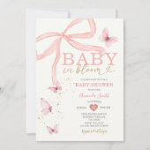 Baby in Bloom Pink Bow Girl Baby shower Kaart (Voorkant)