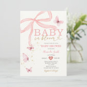 Baby in Bloom Pink Bow Girl Baby shower Kaart (Staand voorkant)