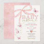 Baby in Bloom Pink Bow Girl Baby shower Kaart (Voorkant / Achterkant)