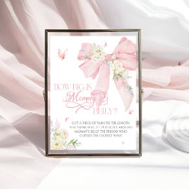 Baby in Bloom Pink Bow Hoe groot is de buik van ma Poster