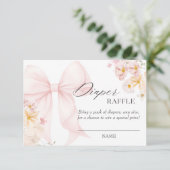 Baby in Bloom Pink Bow Luier Raffle Informatiekaartje (Staand voorkant)