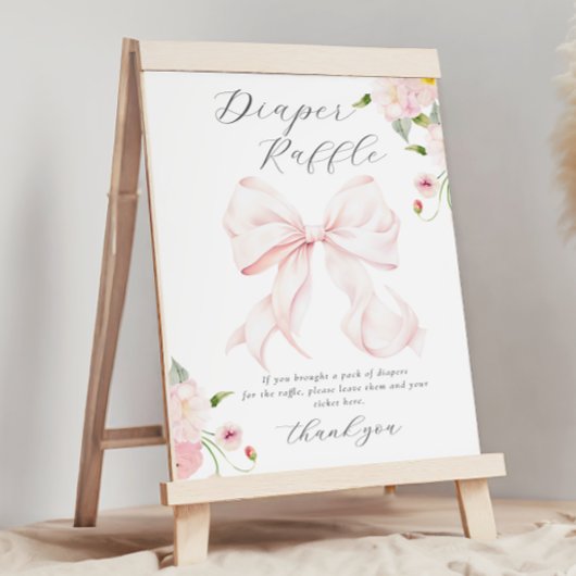 Baby in Bloom Pink Bow Luier Raffle Poster
