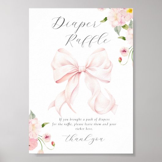 Baby in Bloom Pink Bow Luier Raffle Poster (Voorkant)