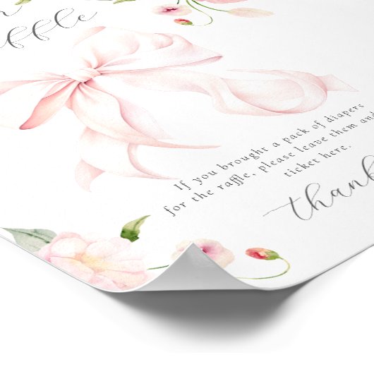 Baby in Bloom Pink Bow Luier Raffle Poster (Hoek)