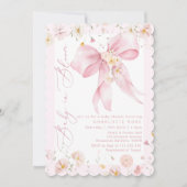 Baby in Bloom Pink Bow Wildflower Baby meisje douc Kaart (Voorkant)