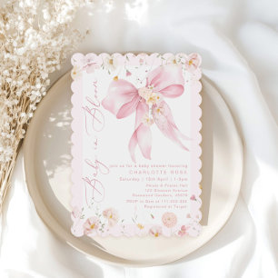 Baby in Bloom Pink Bow Wildflower Baby meisje douc Kaart