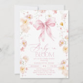 Baby in Bloom Pink Bow Wildflower Baby shower Kaart (Voorkant)