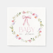 Baby in Bloom Pink Bow Wildflower Baby shower Servet (Voorkant)