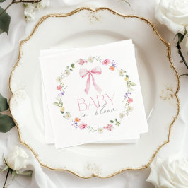 Baby in Bloom Pink Bow Wildflower Baby shower Servet
