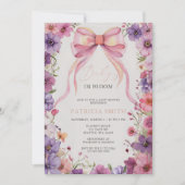 Baby in Bloom Pink Bow Wildflowers Baby shower Kaart (Voorkant)