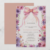 Baby in Bloom Pink Bow Wildflowers Baby shower Kaart (Voorkant / Achterkant)