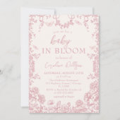 Baby in Bloom Pink Chinoiserie Baby shower Kaart (Voorkant)