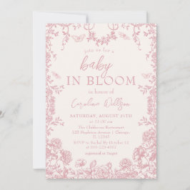 Baby in Bloom Pink Chinoiserie Baby shower Kaart