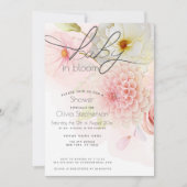 Baby in Bloom Pink Dahlia Floral Baby shower Kaart (Voorkant)