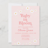 Baby in Bloom Pink Daisy Baby shower Invitation Kaart (Voorkant)
