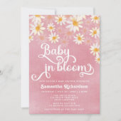 Baby in Bloom Pink Daisy Baby shower Invitation Kaart (Voorkant)