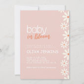Baby in Bloom Pink Daisy Baby shower Invitation Kaart (Voorkant)