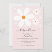 Baby in Bloom Pink Daisy Baby shower Invitation Kaart (Voorkant)