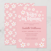 Baby in Bloom Pink Daisy Baby shower Invitation Kaart (Voorkant / Achterkant)