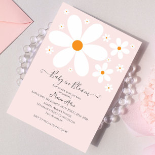 Baby in Bloom Pink Daisy Baby shower Invitation Kaart