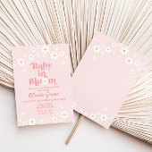Baby in Bloom Pink Daisy Baby shower Invitation Kaart
