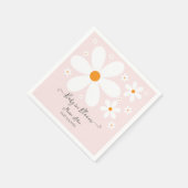 Baby in Bloom Pink Daisy Baby shower Invitation Servet (Hoek)