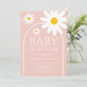 Baby in Bloom Pink Daisy Baby shower Kaart (Staand voorkant)