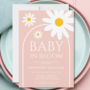 Baby in Bloom Pink Daisy Baby shower Kaart