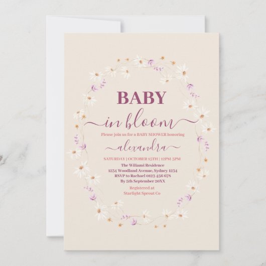 Baby in Bloom Pink Daisy Baby shower Kaart (Voorkant)