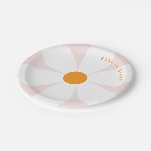 Baby in Bloom Pink Daisy Baby shower Papieren Bordje (Gekanteld)