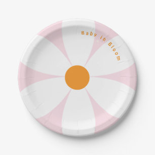 Baby in Bloom Pink Daisy Baby shower Papieren Bordje
