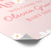 Baby in Bloom Pink Daisy Shower Welkom Poster (Hoek)