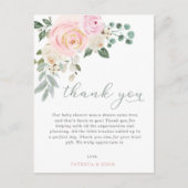 Baby in Bloom Pink Floral Baby shower Dank u Briefkaart (Voorkant)