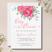 Baby in Bloom Pink Floral Baby shower Invitation Kaart