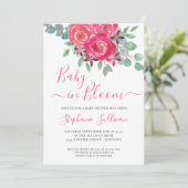 Baby in Bloom Pink Floral Baby shower Kaart (Staand voorkant)