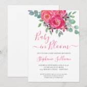 Baby in Bloom Pink Floral Baby shower Kaart (Voorkant / Achterkant)