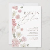 Baby In Bloom Pink Floral Baby Shower Kaart (Voorkant)