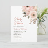 Baby in Bloom Pink Floral Baby shower Kaart (Staand voorkant)