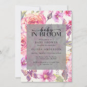 Baby in Bloom Pink Floral Baby shower Kaart (Voorkant)