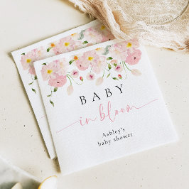 Baby In Bloom Pink Floral Baby Shower Napkins Servet