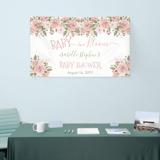 Baby in Bloom Pink Floral Baby shower Spandoek (Beurs)